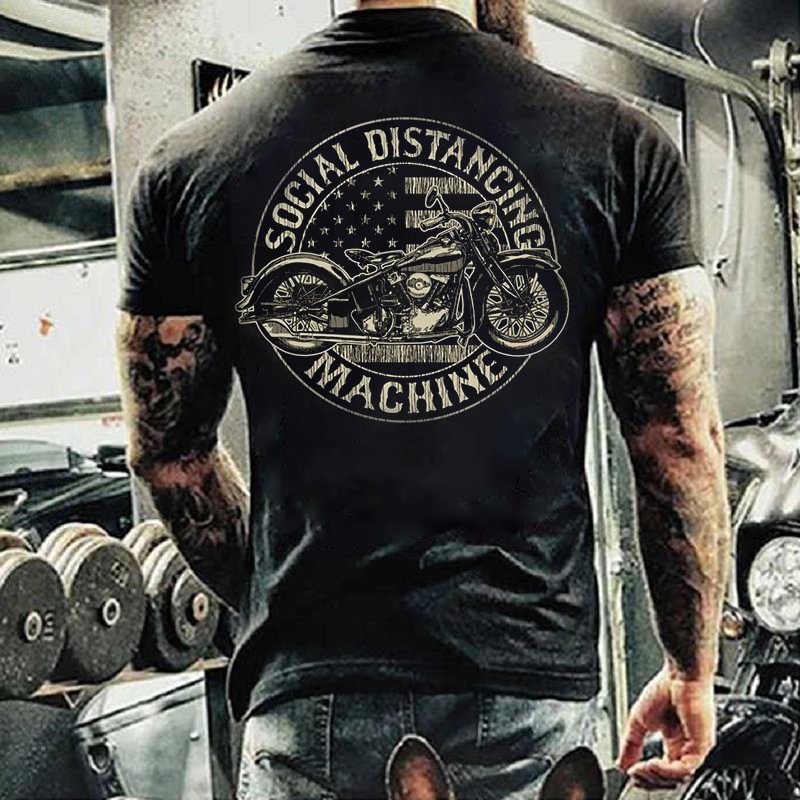 Men‘s Vintage Motorcycle Print Short Sleeve T-Shirt