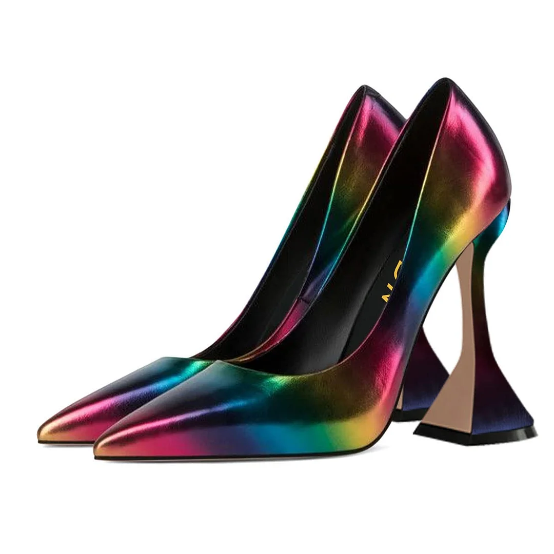 Stylish Multicolor Gradient Pumps Pointed Toe High Heels for Women