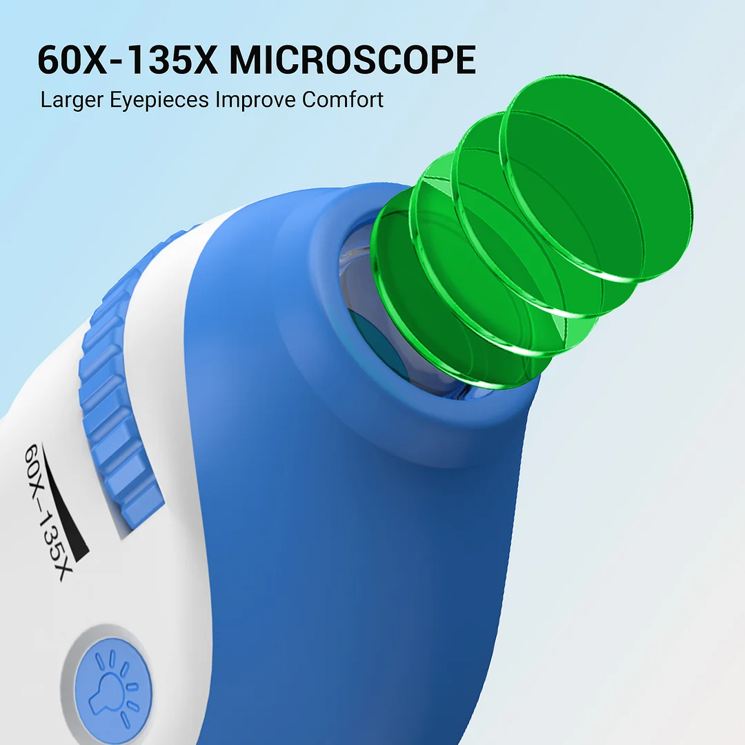 BEBANG Kids Microscope, 60X-135X Handheld Portable Mini Microscope for Study