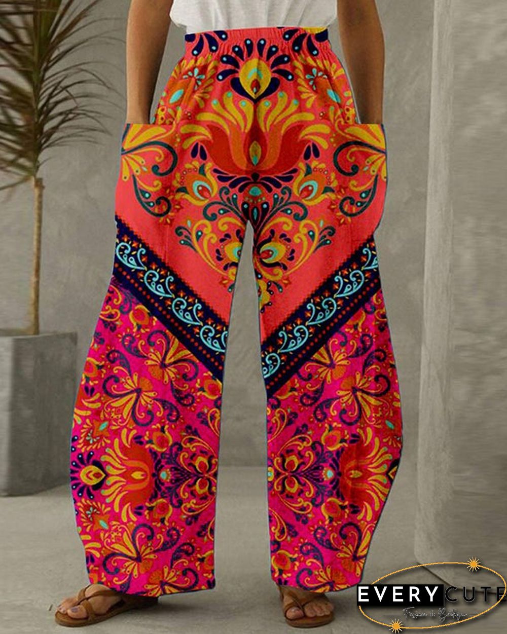 Women's Floral Print Casual Loose Pants S-5XL