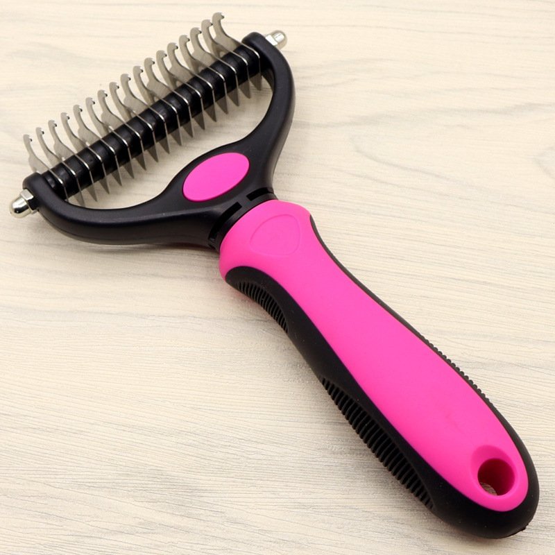 Pet Grooming Tool – 2 Sided Undercoat Rake For Cats Dogs Brush – Safe Dematting Comb For Easy Mats Tangles Removing