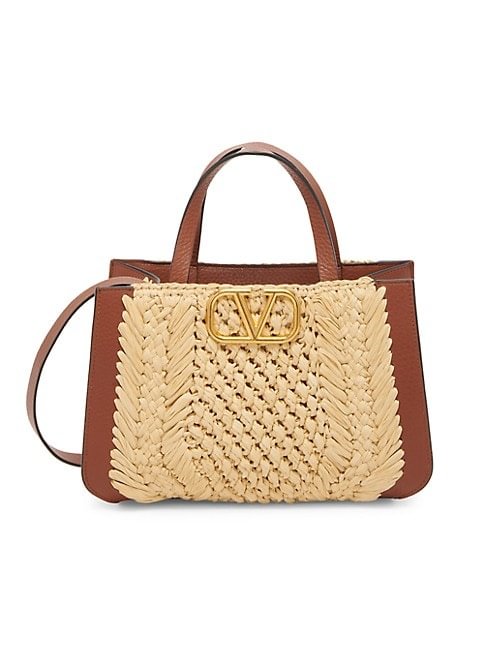   Valentino Garavani VLogo Raffia & Leather Tote 3.5 out of 5 Customer Rating