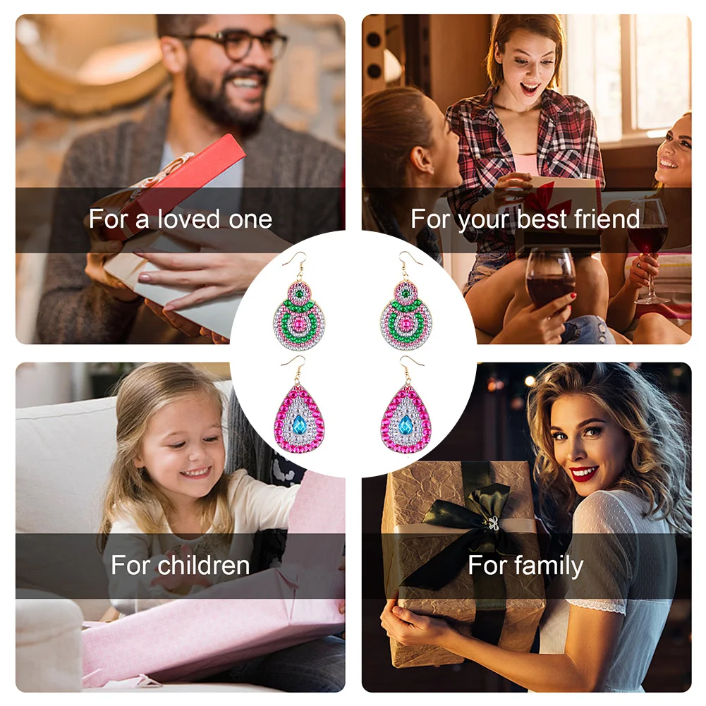 4PCS 5D DIY Diamond Painting Earrings Kit Irregular(Double-Sided)