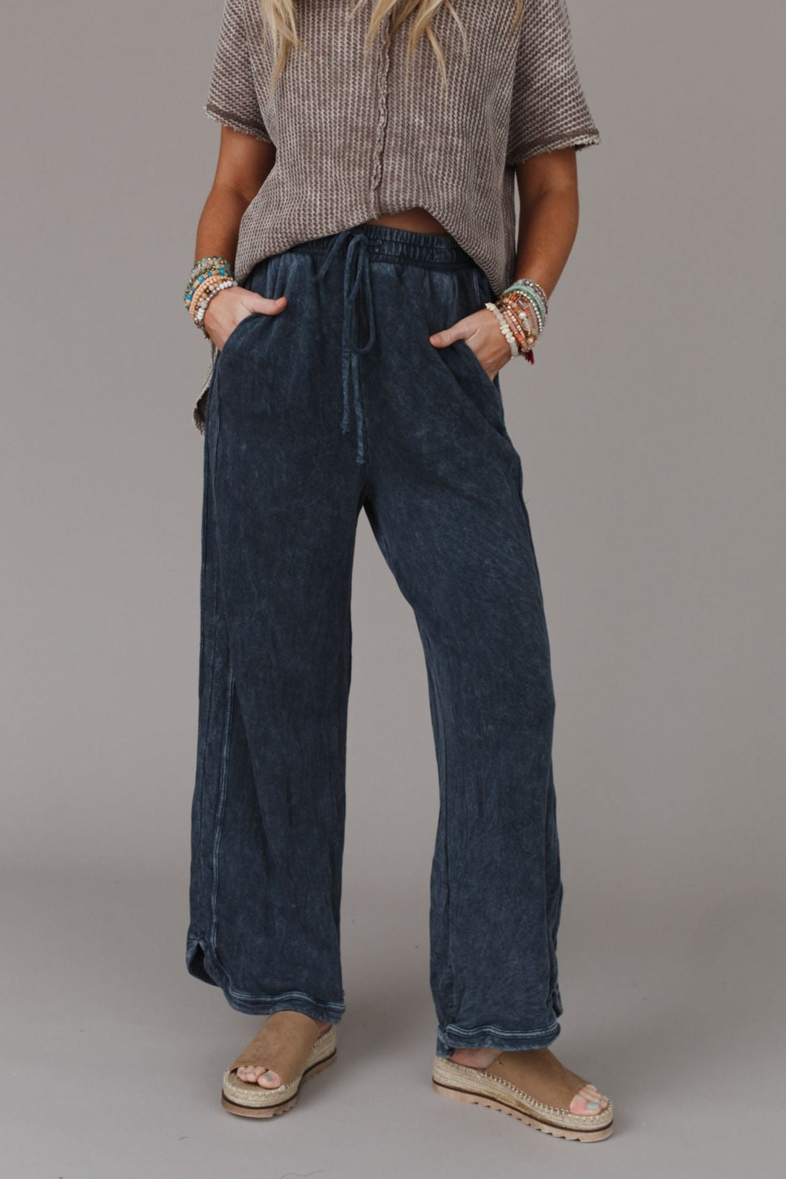 So Comfy Wide Leg Pant Full Length - Navy