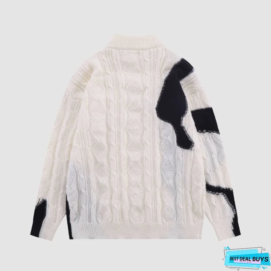 Color Block Turtleneck Sweater