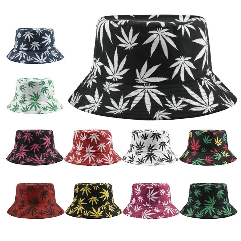 Unisex Minimalist Maple Leaf Printing Wide Eaves Bucket Hat