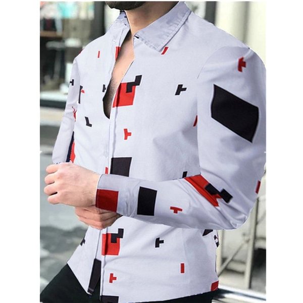 Spring and Autumn Men's European Size Long-sleeved Shirt Fashion Printed Shirt Cardigan Men - Shop Trendy Women's Fashion | TeeYours