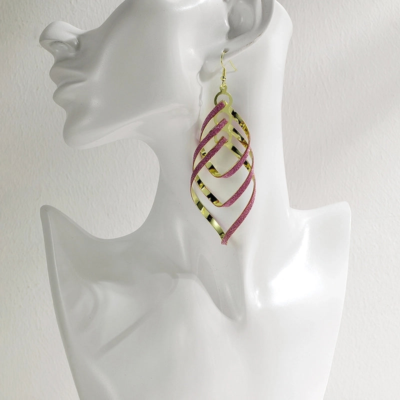 Fashion Pop Rock  Personality Earrings Earrings Golden Multi-layer Peach Heart Frosted Earrings Women