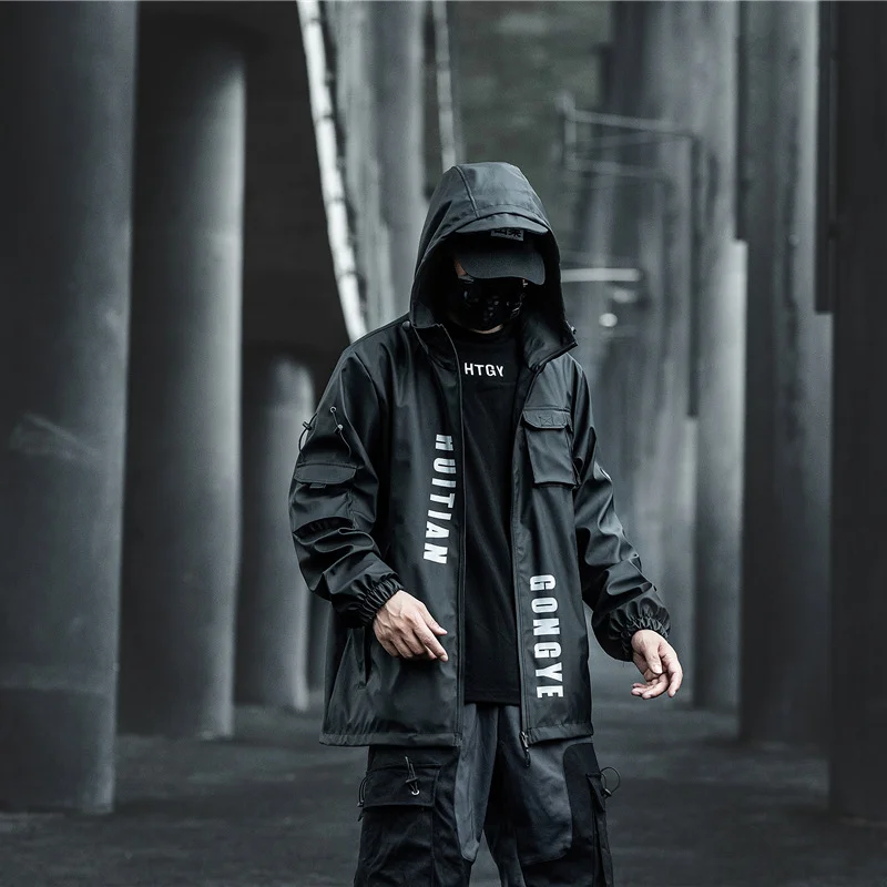 TC-21Techwear Jacket Cargo Men Jacket And Coat Pockets Hooded Streetwear Techwear Shop