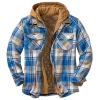 Men's Plaid Flannel Hoodie Thicken Coat Plus Size Jacket