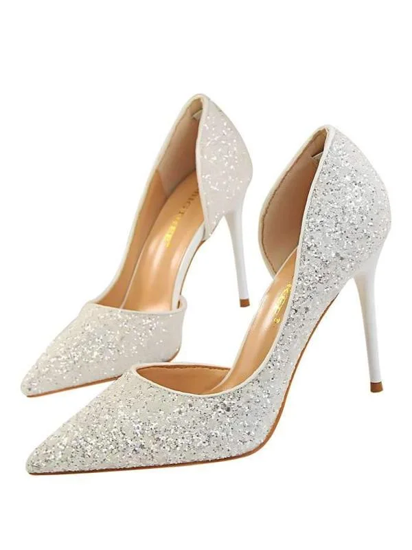 Sexy Paillette High-heeled Hollow out Pointed Toe Shoes