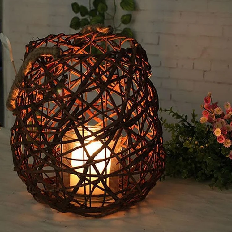 Rustic Globe Wicker Woven Floor Festival Lanterns - Appledas