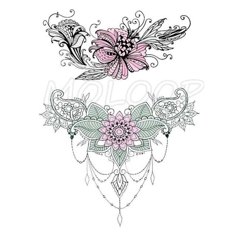 Temporary Tattoo Stickers Sexy Rose Heart-shaped Wreath Fake Tatto Waterproof Tatoo Back Leg Arm Belly Big Size for Women Girl