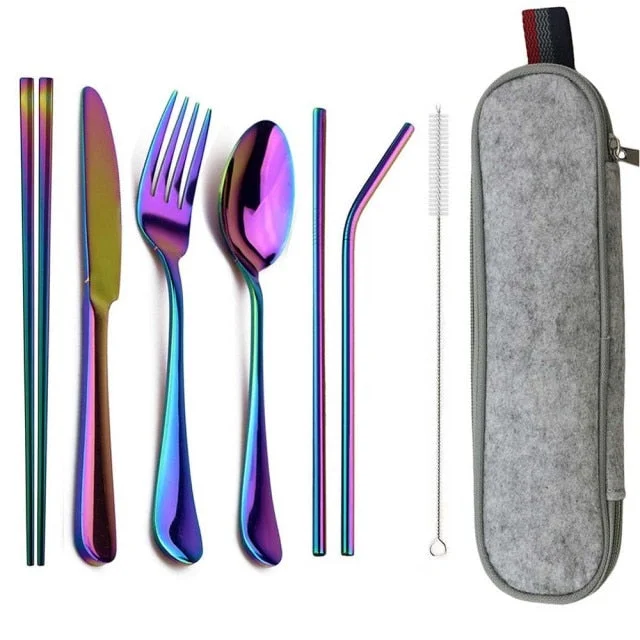 Eco-Friendly Cutlery Set Reusable Flatware with Portable Case