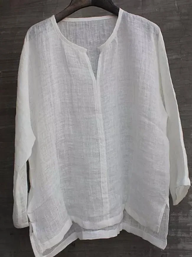 Breathable Comfy Solid Color Long Sleeve Loose Harajuku Casual Blouse