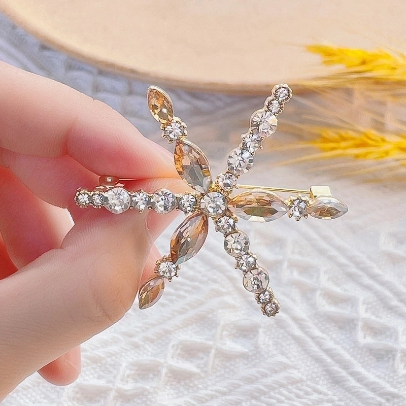 Fashion Pin Flower Alloy Plating Inlay Artificial Gemstones Pearl Women’S Brooches