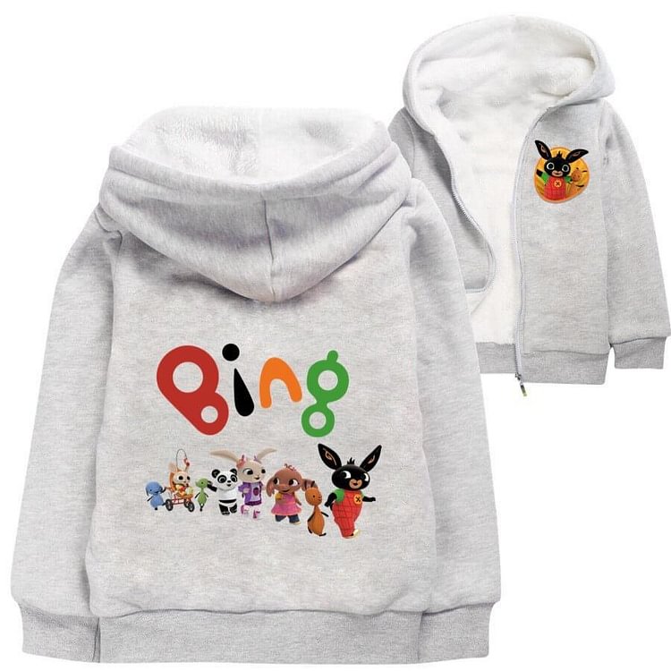 Mayoulove Bing Bunny Print Girls Boys Zip Up Fleece Lined Hoodie In Many Colors-Mayoulove