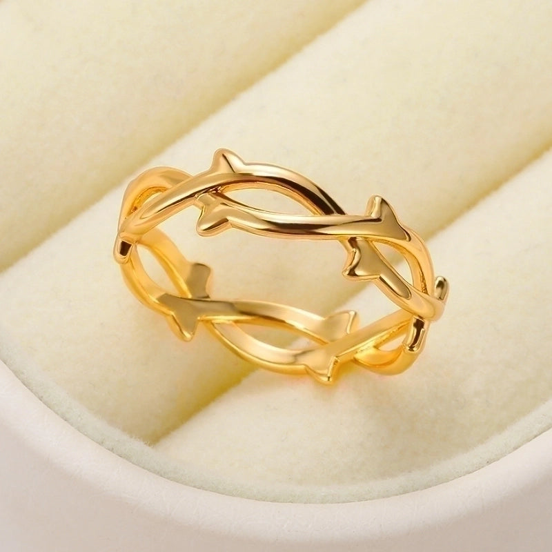 Pastoral Minimalist Solid Color 304 Stainless Steel Criss Cross Rings