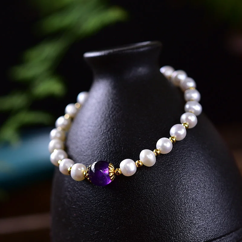 Transfer Beads Amethyst Pearl Bracelet