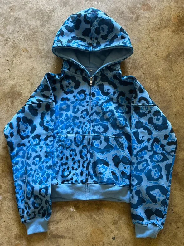 Athvotar Athvotar And Winter New Jacket Set Loose Street Fashion Leopard Print Retro Style Men And Women Casual