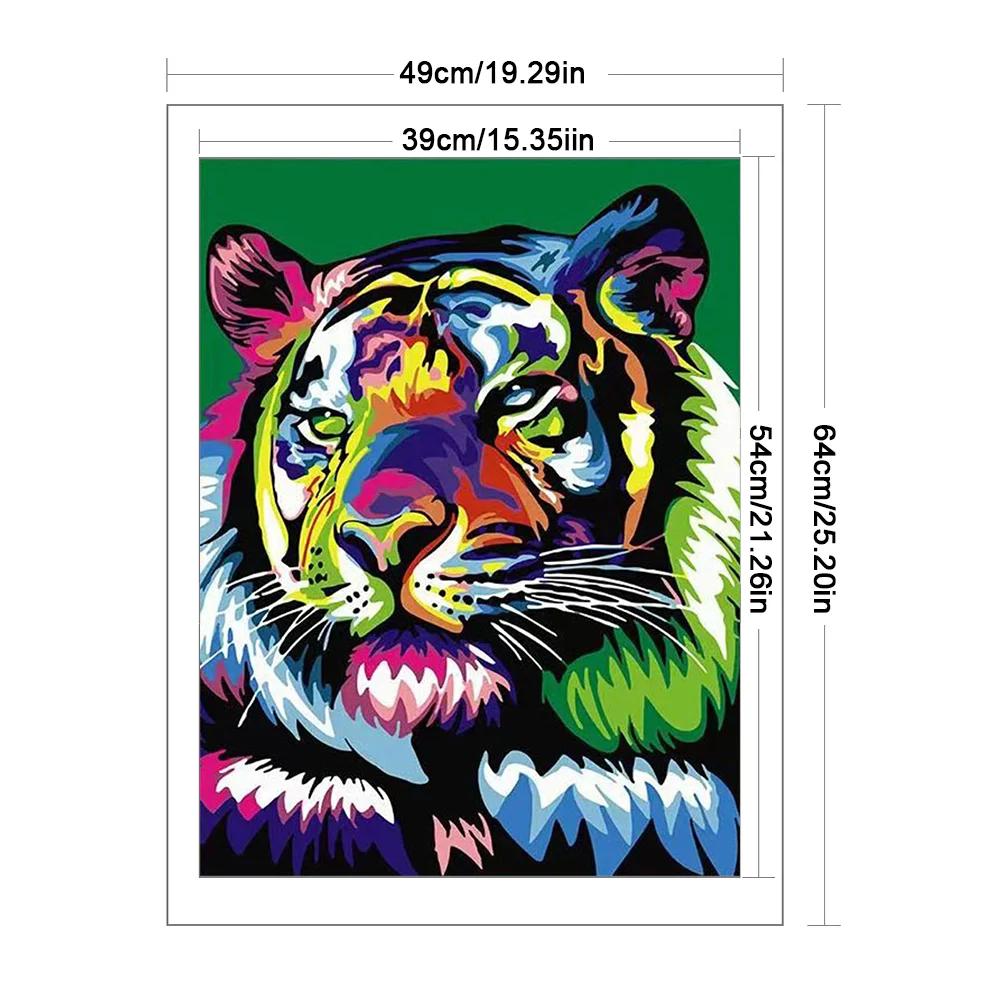 9CT Full Stamped Cross Stitch Bead Embroidery- Tiger(Canvas|39*54CM)