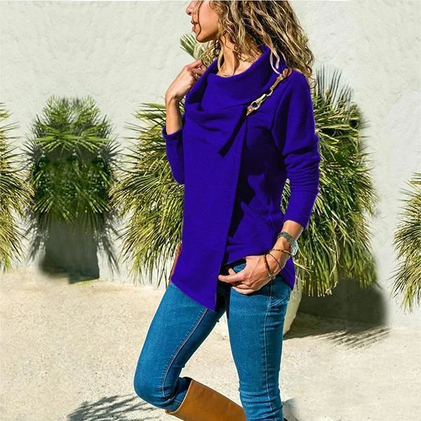 Autumn Lapel Solid Color Long-Sleeved Tops