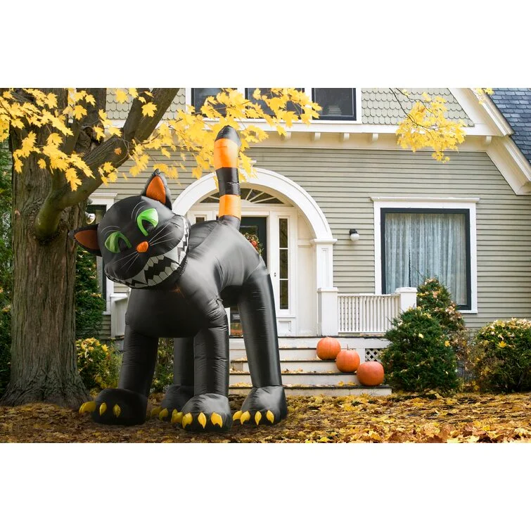 Halloween 11 Foot Tall Animated Black Cat Inflatable