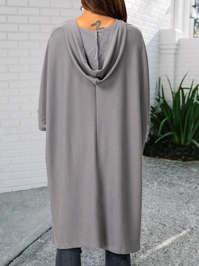 Casual Plain Hoodie Tops