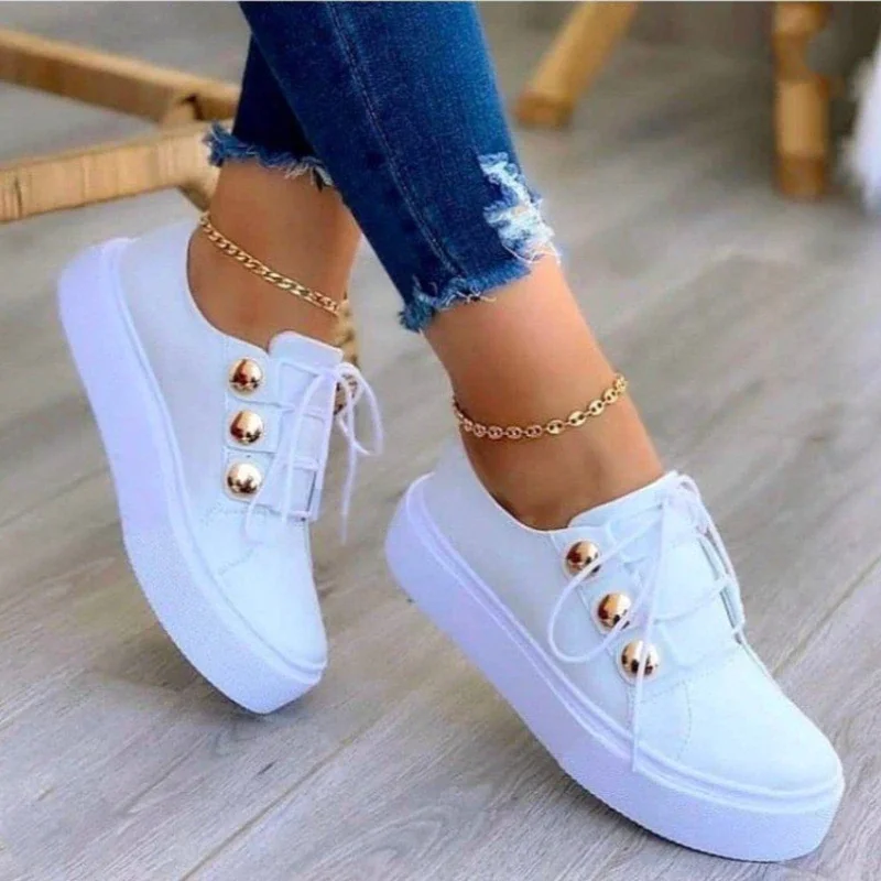Qengg New Women Platform Shoes Fashion Casual Non-slip Lace-up Flats Slip-on Light Casual  Loafers Plus Size Zapato Plano Mujer
