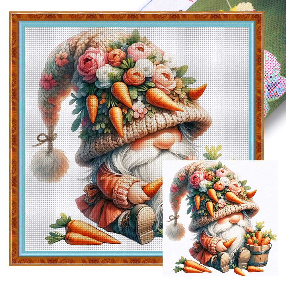 Carrot Gnome Full 11CT Pre-stamped Canvas(45*45cm) Cross Stitch