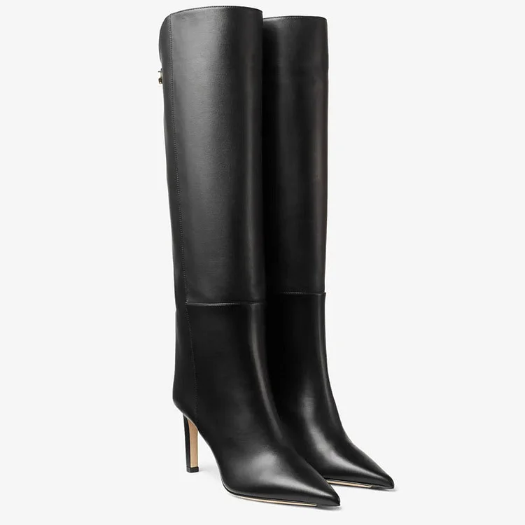 95mm Women's Pointed Toe Stiletto Heel Knee Boots VOCOSI VOCOSI