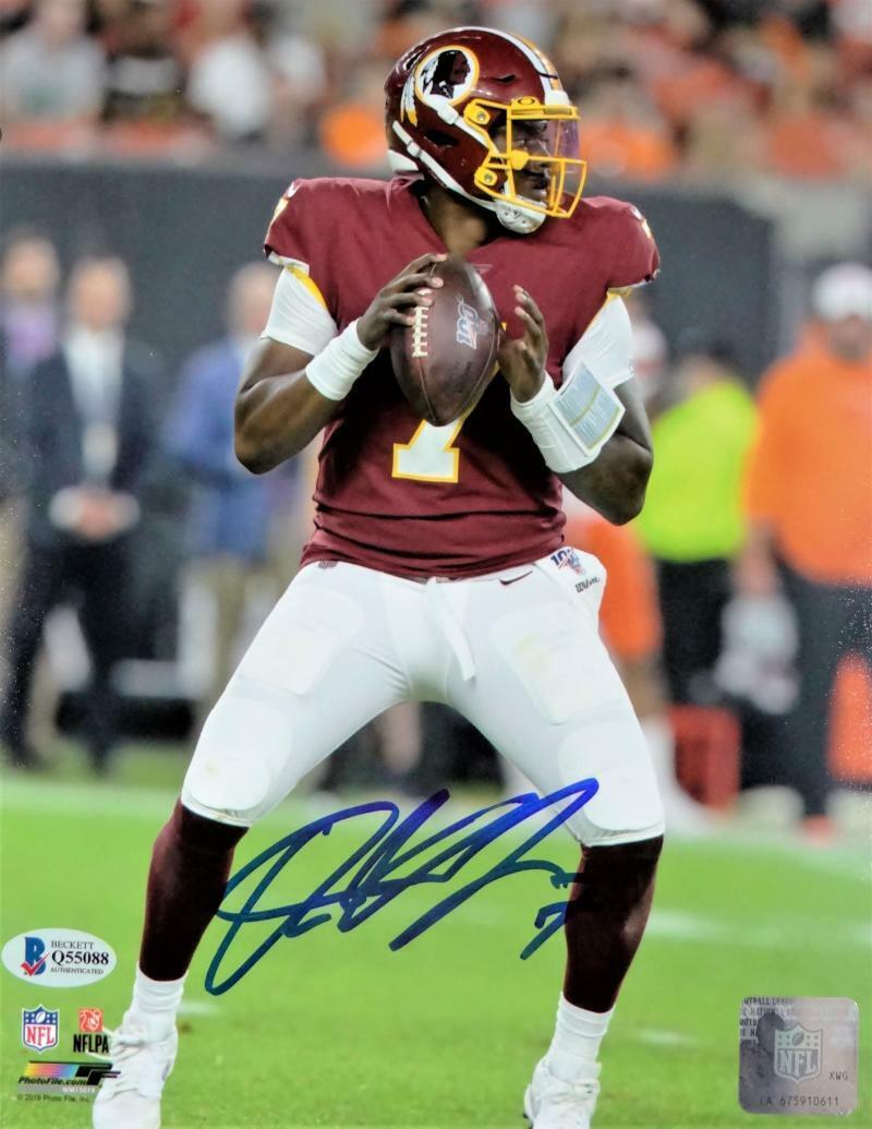 Dwayne Haskins Signed Washington Redskins 8x10 PF With Ball - Beckett Auth *Blue