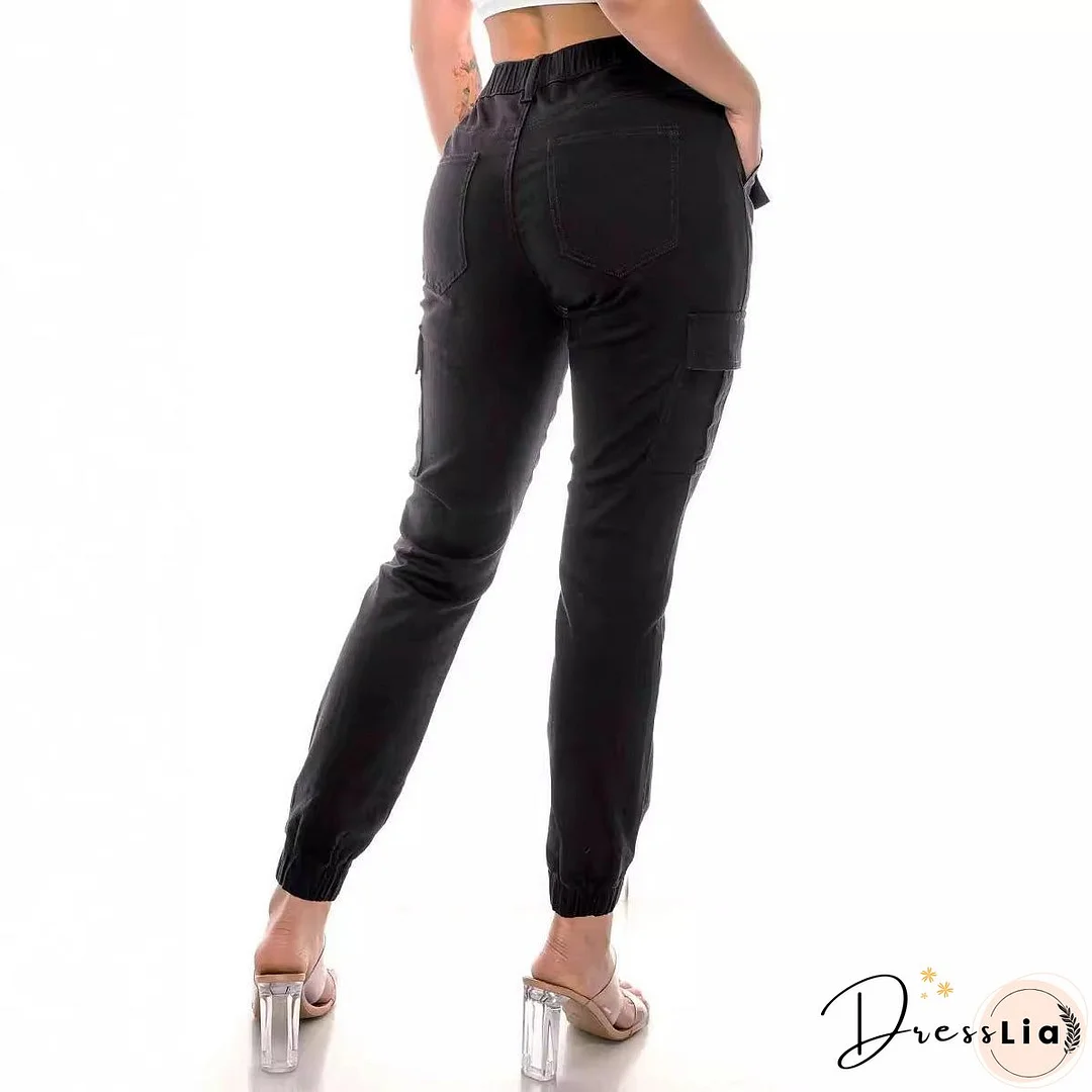 Women's Outdoor Overalls Design Elastic Waist Casual Pants