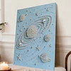 DIY Pearl Painting Blue Planet for Home Wall Decor with Frame(30x40cm)