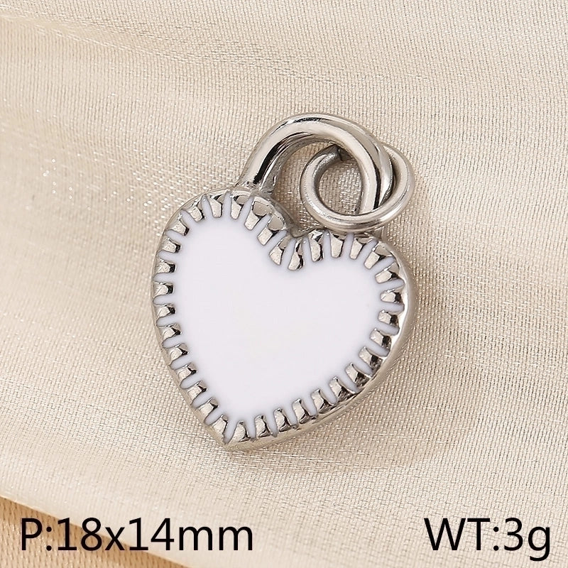 Basic Heart Shape Stainless Steel 18K Gold Plated Enamel Charms