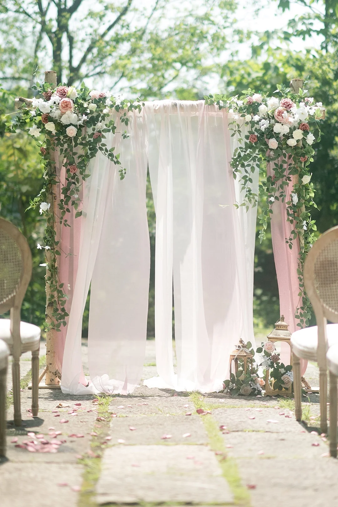 Flat Arch Flowers in Dusty Rose & Cream