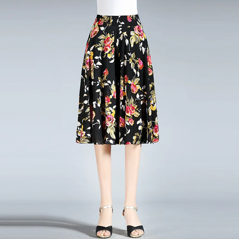 (Spring Sale-45% OFF) Women's High Elastic Waist Pleated Chiffon Wide Leg Culottes