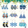 9 Pairs Christmas Trees Snowmen Double Sided Dangle Drop Diamond Art Earring Kit