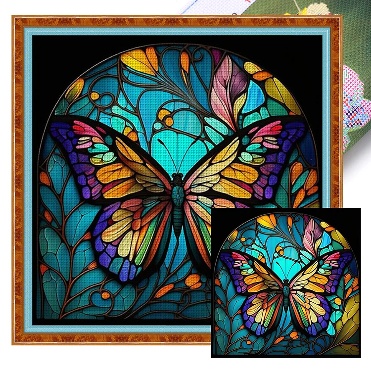 Glass Painting-Butterfly (50*50cm) 11CT Stamped Cross Stitch gbfke