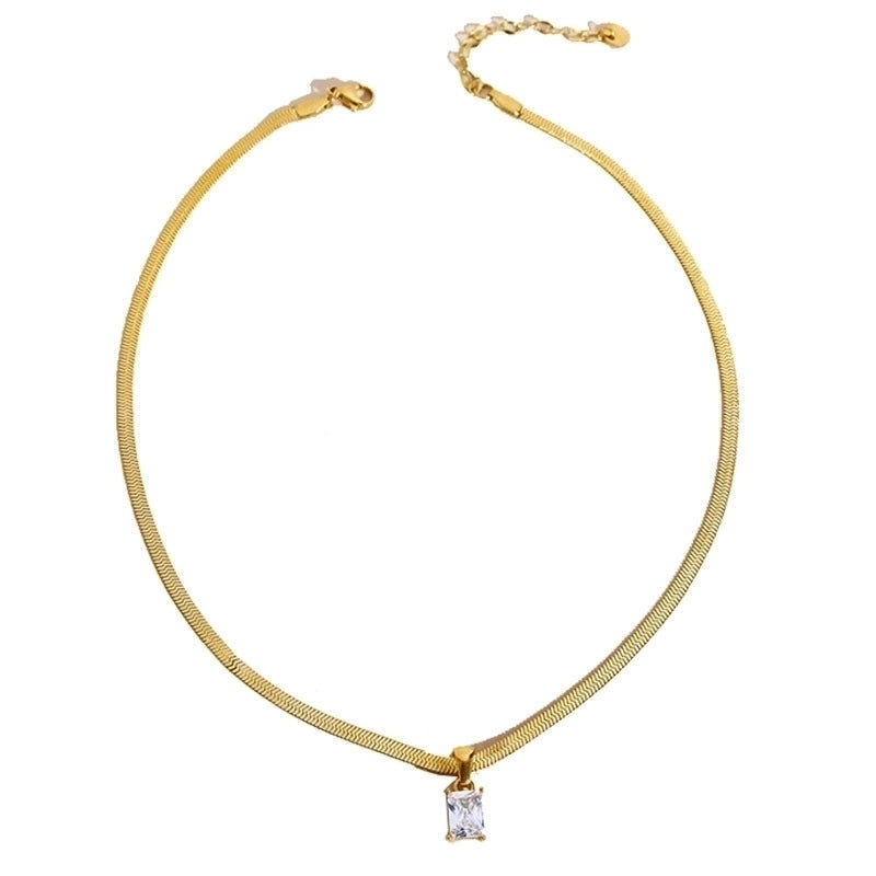 304 Stainless Steel 16K Gold Plated White Gold Plated Gold Plated Retro Plating Geometric Square Zircon Necklace