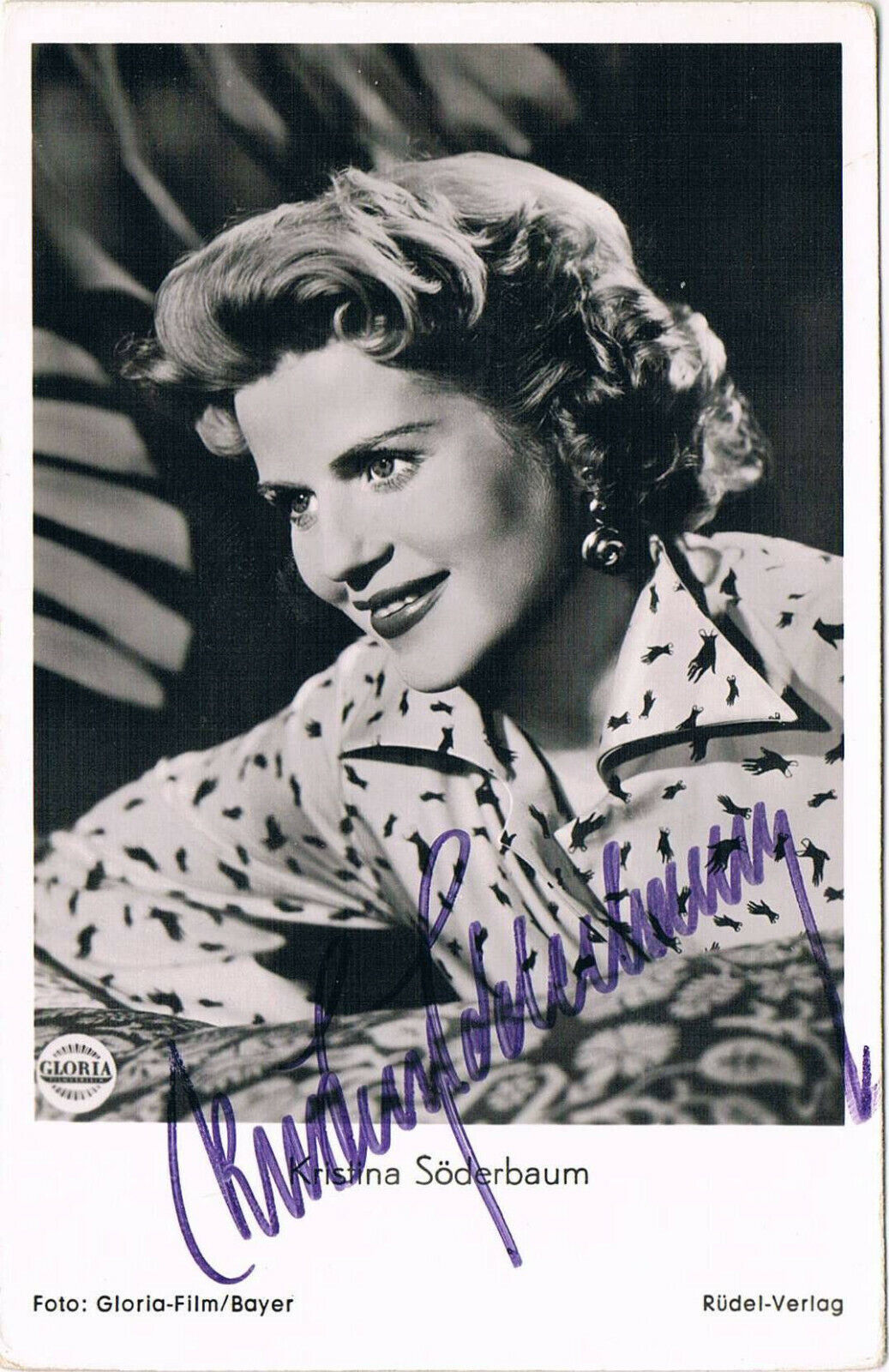 Kristina S?derbaum 1912-2001 signed postcard Photo Poster painting 3.5x5.5