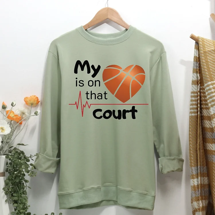 My heart is on that court Women Casual Sweatshirt-Annaletters