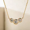 14K Yellow Gold 2 ct tw Round Lab Diamond Three-stone Bezel Pendant Necklace (FG Color, VS Clarity)