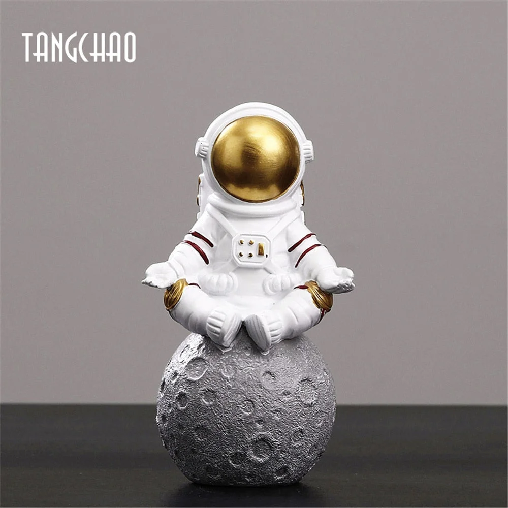 TANGCHAO Home Decor Resin Astronaut Figurines Sculpture Decorative Spaceman With Moon Model Ornament Home Decorations Statue