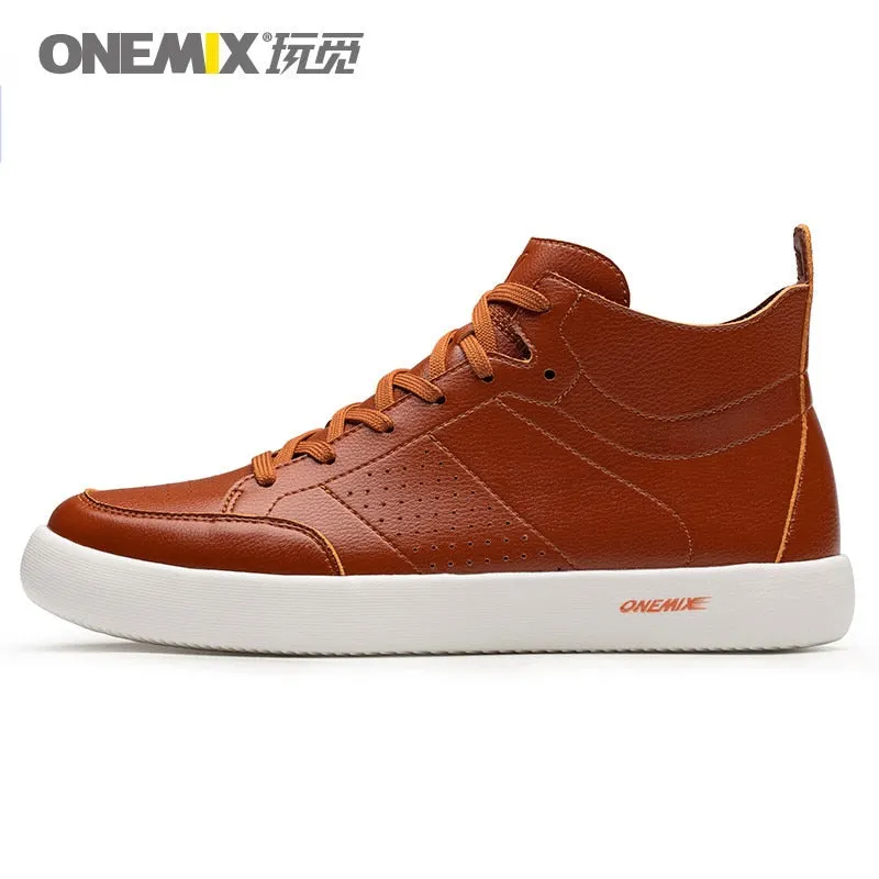 ONEMIX Skateboarding Shoes Light Cool Sneakers Soft Micro Fiber Leather Upper Elastic Outsole Men Shoes Walking EUR Size 39-45