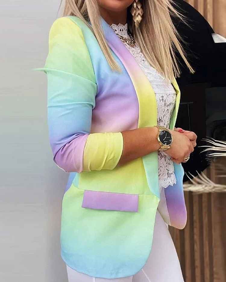 Gradient Print Blazer Top