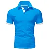 Men's T Shirt Tee Polo Shirt Golf Shirt Turndown Casual Soft Breathable Short Sleeve Lake Blue Black White Solid Cloths by Inlyline