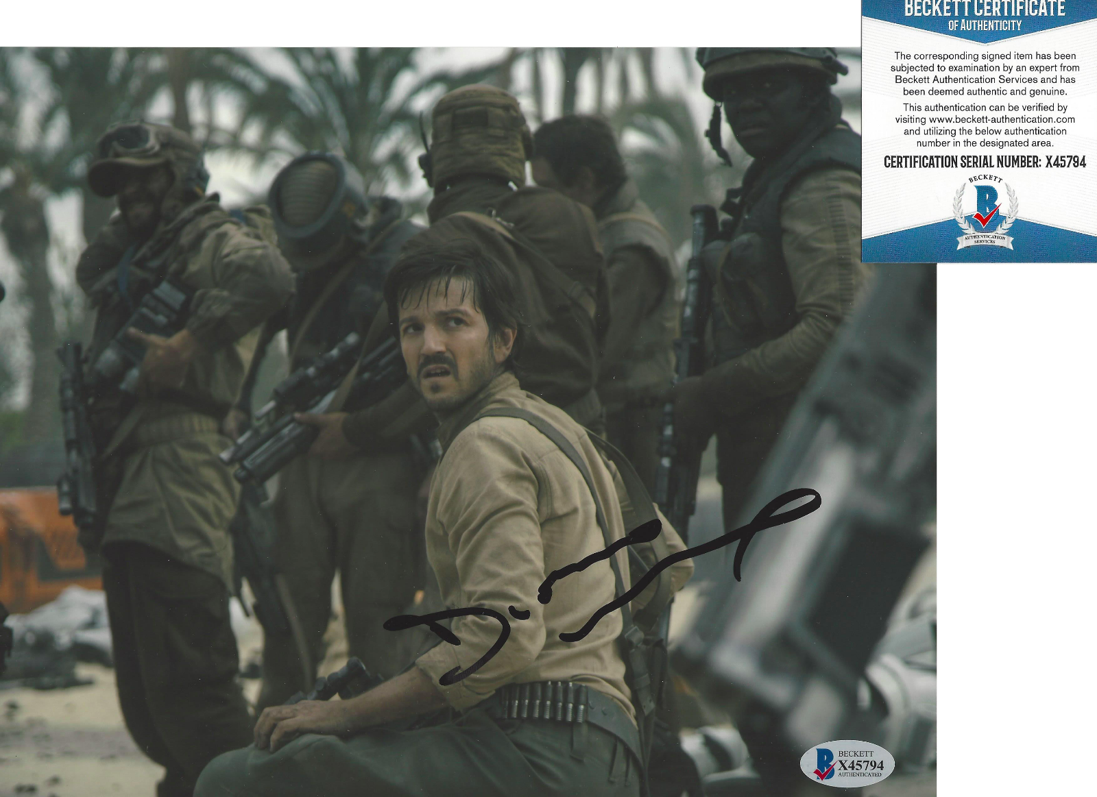 DIEGO LUNA SIGNED 'STAR WARS: ROGUE ONE' CASSIAN 8x10 Photo Poster painting D BECKETT COA BAS