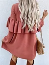 Solid Color Commuter Long Sleeve Loose Pleated Skirt
