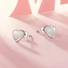 925 Silver Heart-shaped Stud Earrings With Cubic Zirconia Decor